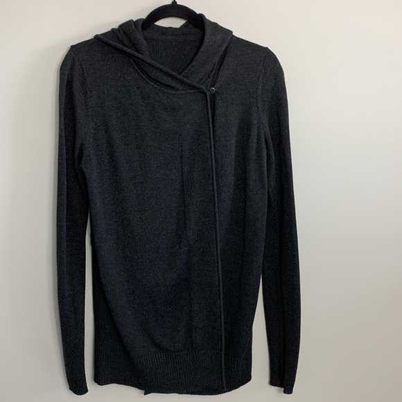 Zyia Sweater Cardigan Hooded Charcoal Size Small - Picture 7 of 14